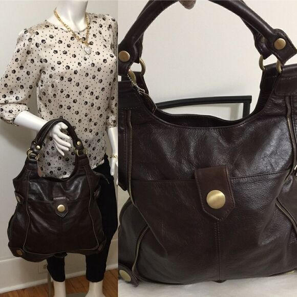 Unzip to expand! ACP High End Chocolate Brown Leather Bag! - Picture 2 of 8